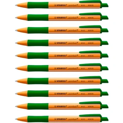 Imagen de Bolígrafo fabricado en un 79% con plásticos reciclados STABILO pointball Caja 10 unidades Color verde