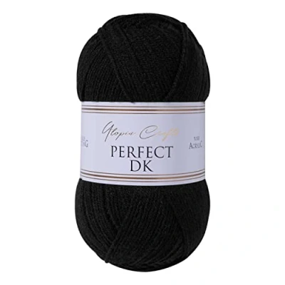 Imagen de Utopia Crafts DK Hilo doble para tejer, 100 g (negro)