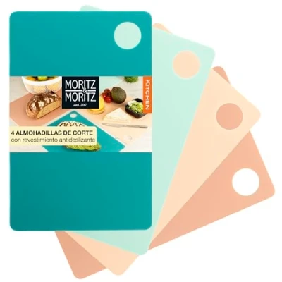 Imagen de Moritz &amp; 4x Tabla cortar Flexible Corte cocina 29 x 19 cm de Plastico 2mm Grosor Superficie Antideslizante para un Seguro Juego tablas