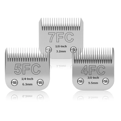 Imagen de YAZIYIR Cuchillas de aseo para perros extraíbles acero inoxidable, tamaño 7F/5F/4F, compatibles con Andis, Oster A5, Heiniger, Moser Max 50 Wahl Serie KM10, 3 unidades