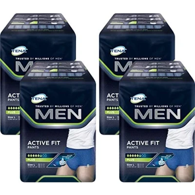 Imagen de Tena Men Active Fit Pants Plus, talla L, 4 unidades (4 x 8 pantalones)