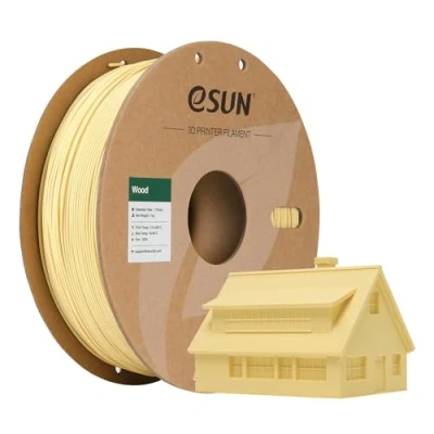 Imagen de eSUN Filamento PLA de Madera, 1.75mm, Precisión Dimensional +/ 0.05mm, Carrete 1KG (2.2 LBS) Materiales Impresión 3D para Impresoras