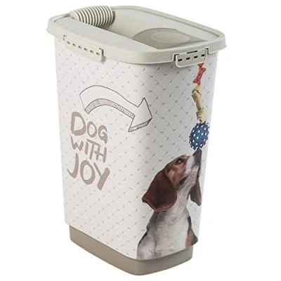 Imagen de Rotho Cody Recipiente de Comida para Mascotas 25 Litros con Tapa y Vertedor, Plástico (PP) sin BPA, Gris Antracita/Blanco, L (33.0 x 25.0 46.3 cm)