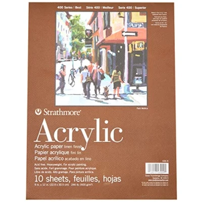 Imagen de Bloc Encolado 22,8x30,5 10H Strathmore Acrylic (400) 400g Blanco Natural