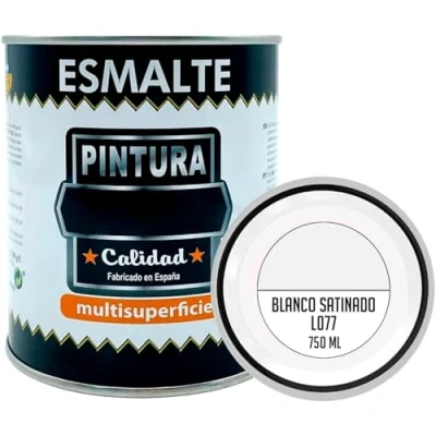 Imagen de AC Bote de Pintura Esmalte Fabricado en España Ideal para Cualquier Superficie, Madera, Plástico, Cristal o Cemento Capacidad 750 ML Blanco Satinado (L077)
