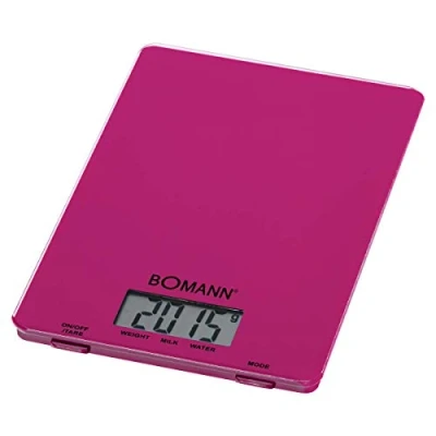 Imagen de BOMANN KWatts1515CBGlas brombeer Báscula de cocina Superficie cristal Pantalla LCD Apagado automático Funciona con pilas Morado
