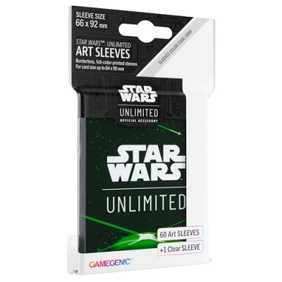 Imagen de Gamegenic Star Wars: Unlimited Art Sleeves Card Back Green Pack de 60 Fundas Ilustradas con Diseño Oficial y 1 Funda Transparente Optimizado para Was Otros LCGs TCGs