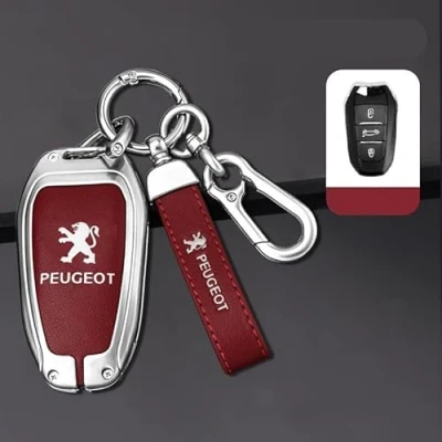 Imagen de DLXYZML Carcasa de Llaves Coche para Peugeot Partner Van 2019 2024,Aleación Zinc Protectora Llavero Llave Funda Mando Accesorios Coche,A Red