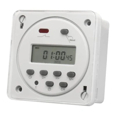 Imagen de Baomain CN101A Entrada DC/AC 12V, Salida 200 250V AC, 16A Amp Pantalla Digital LCD,Interruptor programable, Temporizador Soporte 17 Tiempos Diario Semanal (CN101A 12V+Cover)