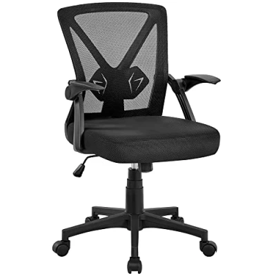 Imagen de Yaheetech Silla de Oficina Trabajo con Reposabrazo Ajustable Ergonomica Negra Altura Malla MAX Carga 136 KG Despacho Estudio