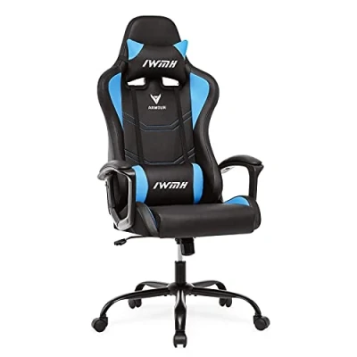 Imagen de IntimaTe WM Heart Silla Gaming Profesional, Ergonómica Racing, Oficina Computadora, altura regulable, con Reposacabeza Apoyo y Cojín Lumbar, 360 Giratorio (Azul)
