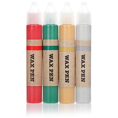 Imagen de com four® Juego de 4 bolígrafos Cera para Velas Forro en Colores geniales bolígrafo Pintar Vela (04 Piezas crayones Cera)