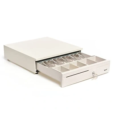 Imagen de iggual Cajón Portamonedas IRON 30W Caja Registradora Manual o Automática RJ11 (12V), Compartimentos: x5 Billetes y Monedas, Cerradura 3 Posiciones Bloqueo, 42x40.50x10 cm (Color Blanco)
