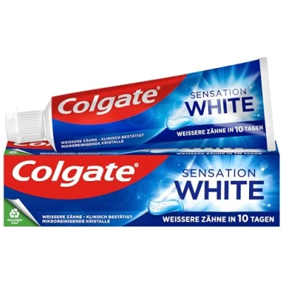 Imagen de Colgate Pasta de dientes Sensation White 12 x 75 ml Eliminación suave del esmalte la superficie Blanqueamiento dental para blancos persistentes