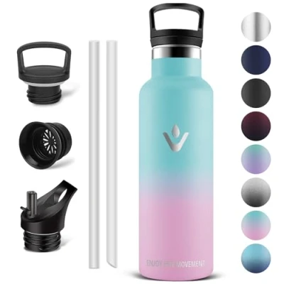 Imagen de Vikaster Botella agua térmica, 0.5l acero inoxidable, reutilizabl, Mantener 12H Caliente/24 Frío, Water Bottle Sin BPA, para Deporte, Viaje, Escuela, Exterior, Oficina, Hogar.