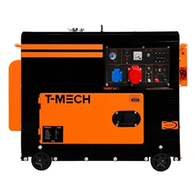Imagen de Generador Eléctrico Diésel Trifásico Silencioso Gasolina 400V 6500W 13CV, con Interruptor de Transferencia Automática(ATS),20L Capacidad Tanque Combustible,Juego Herramientas+Embudo Combustible