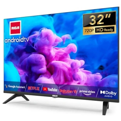 Imagen de RCA Smart TV 32 Pulgadas LED HD Android Televisión con Google Assistant, Play Store, WiFi, Bluetooth, Chromecast Incorporado, Sintonizador Digital (DVB T/T2 C S/S2) SRA32HQ1, 2024