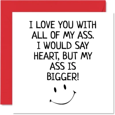 Imagen de Divertida tarjeta de aniversario para él I Love You with All of My Ass cumpleaños novio, pareja, prometido, tarjetas felicitación 5.7 x pulgadas,