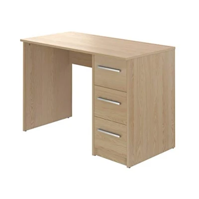 Imagen de Amazon Basics Idro Modern Rectangular escritorio de ordenador con 3 cajones, 56 x 110 73,5 cm (Efecto Haya) (Antes éramos Movian)