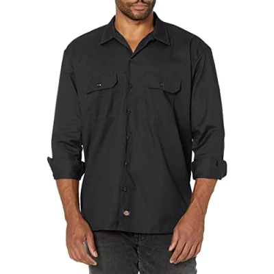 Imagen de Dickies Camisa con manga larga para hombre, color negro, talla M