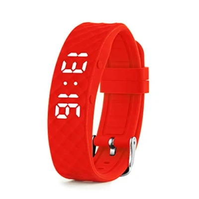 Imagen de TabTime Reloj con recordatorio vibrador (Instrucciones en español): hasta 10 alarmas personales o recordatorios de píldoras por día (Rojo, Grande)