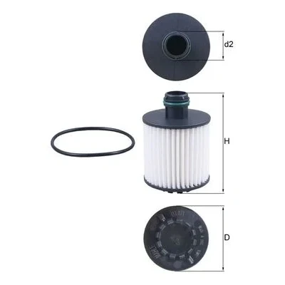 Imagen de MAHLE ORIGINAL OX 1171D Filtro de aceite Cartucho filtrante FIAT: Doblo II Furgón / Familiar, Tipo Punto III Hatchback