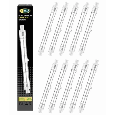 Imagen de CLAR Halógena Lineal 200W 118mm 230V CL, Bombillas Halogenas, Focos Halógenos, Bombilla R7S (Pack 10)