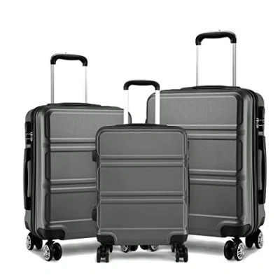 Imagen de Kono Juego Maletas de Viaje Rígida ABS 3 Piezas Trolley Maleta Equipaje Mano con 4 Ruedas y Cerradura Combinación TSA 55/65/74cm (Cabina/Mediana/Grande, Gris)