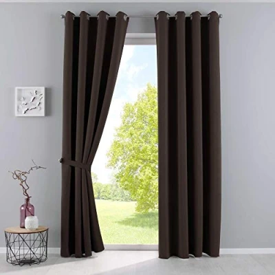 Imagen de Gardinenbox Newyork 201920600 2 Cortinas Opacas (225 x 140 cm, Unidades), Color marrón