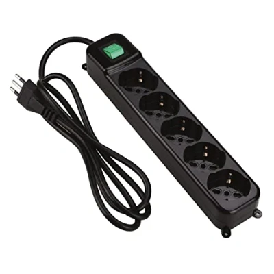 Imagen de Tecnoware Power Systems Multienchufe Regleta con 5 Salidas SCHUKO, Italia 10, 16A inclinadas de 45 Grados Interruptor luz y Sistemas Seguridad para niños Enchufe Entrada