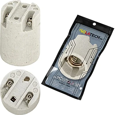 Imagen de ISOLATECH Portalámparas de cerámica E14, rosca Edison RoHS hasta 250 V y 4 (aquí: 1 piezas)
