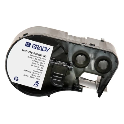 Imagen de BMP41 Brady M4C 750 595 BK WT cinta vinilo blanco sobre negro 19,05 mm x 7,62 m (original)
