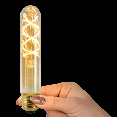 Imagen de Lucide Bombilla LED, lámpara de filamento, diámetro 3 cm, atenuación E27 1x5W 2200K, ámbar, cm x 15