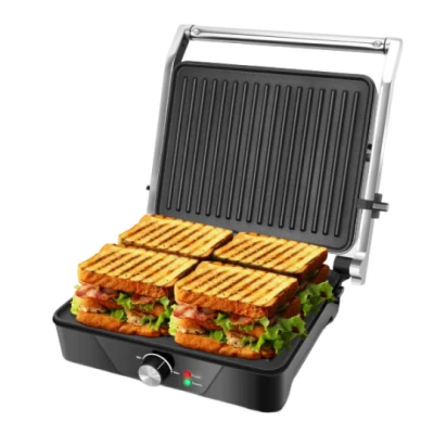 Imagen de Aigostar SAM Parrilla Eléctrica, Grill, Panini, Sandwichera, 2000W. Regulador de temperatura, apertura 180º