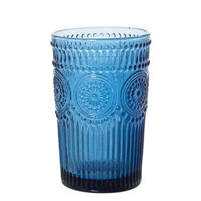 Imagen de DRW Set de 6 Vasos Altos Cristal en Azul ø8x13 cm