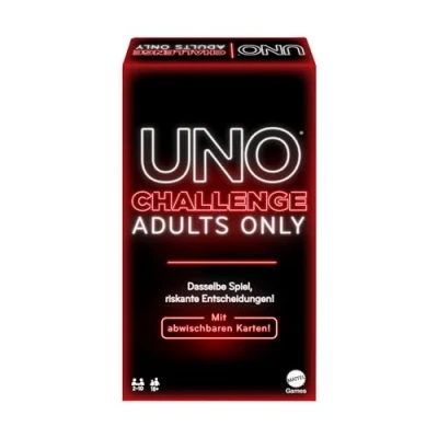 Imagen de Mattel Games UNO Challenge Adults Only Juego de Cartas para Adultos, +18 Juegos Noches Juegos, Viajes, y Fiestas, Dare versión Alemana, JBF58