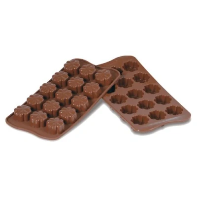 Imagen de SCG08 Molde de silicona para chocolatines con forma flor, color marrón