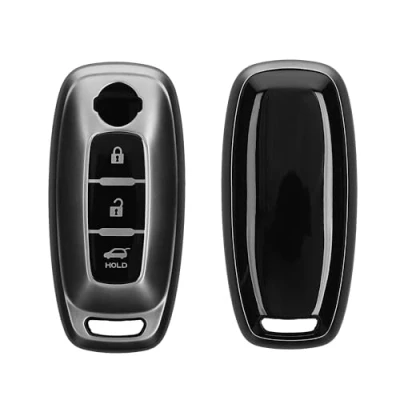 Imagen de kwmobile Carcasa para Mando Compatible con Nissan 3 Botones Ariya B6 B9 X Trail T33 Qashqai Funda Llaves de Coche TPU Negro Mate/Negro