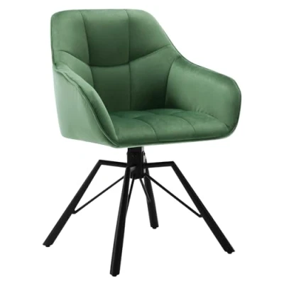 Imagen de WOLTU Silla de Comedor Giratoria Cocina Tapizada en Terciopelo Suave Ergonomica con Respaldo y Brazos para Salón Dormitorio Patas Metal, Verde Oscuro, BH365dgn 1