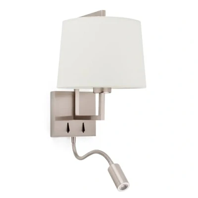 Imagen de Faro Barcelona 20172 02 FRAME Lámpara aplique níquel mate/beige con lector LED