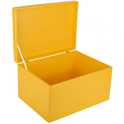 Imagen de Creative DECO XXL Amarilla Grande Caja Madera Decorativa Almacenaje 40 x 30 24 cm (+/ 1cm) con Tapa Cofre Decorar Regalo Decoupage Navidad Juguetes Documentos Objetos de Valor Herramientas