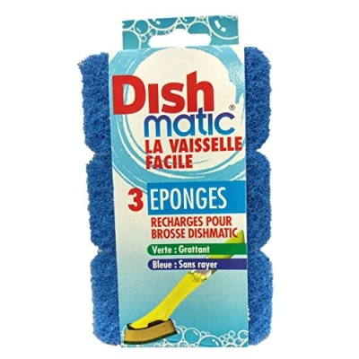 Imagen de Dishmatic Juego de 3 recambios esponja antiarañazos, color azul