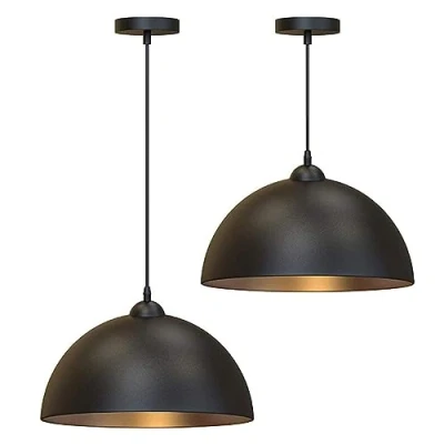 Imagen de FROIDEXG Lámpara Colgante E27 Semicírculo Arte Del Hierro Lámparas Industriales Retro Negras Para Sala De Estar Comedor Dormitorio 1 Paquete / 2 Paquetes