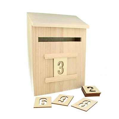 Imagen de Artemio 14002293 Calendario de adviento para Decorar con números, Madera, 20 x 9,5 28 cm