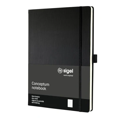 Imagen de SIGEL CO108 Cuaderno premium con lineatura dot, A4, tapa dura, negro Conceptum