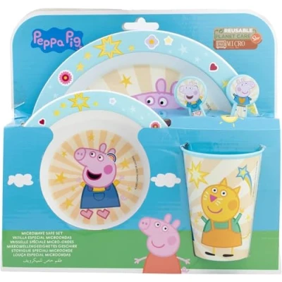 Imagen de ALMACENESADAN, 2630; vajilla Reutilizable Peppa Pig; Compuesto por Vaso; Plato y Cuenco; No BPA