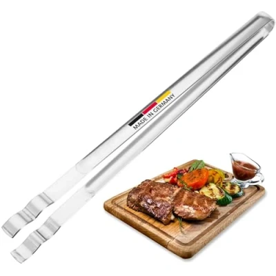 Imagen de Westmark Pinzas para barbacoa, salchichas y servir con puntas onduladas, Acero inoxidable, Longitud: 35,4 cm, Plata, 12752270