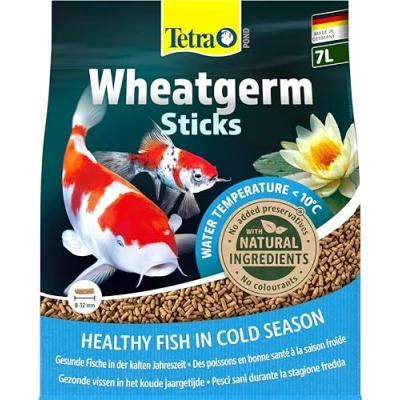 Imagen de Tetra Pond Wheatgerm Sticks, Alimento rico en fibra para todos los peces de estanque, especialmente adecuado temperaturas agua frías (primavera, otoño), bolsa 7 L