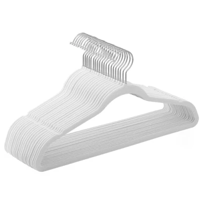 Imagen de SONGMICS Juego de 20 Perchas Aterciopeladas, 41,5 cm Largo, Finas, Gran Capacidad Carga, con Ganchos Giratorios 360, para Camisas Abrigo Completas, Blanco CRF026W20