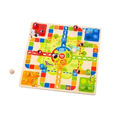 Imagen de Tooky Toy 921 TY848 EA Wooden 2 in 1 Ludo/Snakes and Ladders, Multi Coloured